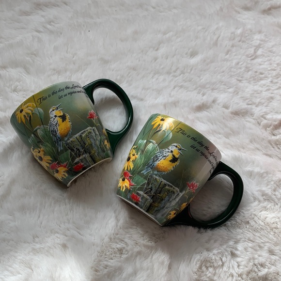 Set of 2 Lang Ceramic Coffee Mug Cup "Greeting The New Day" Susan Bourdet - Picture 4 of 10